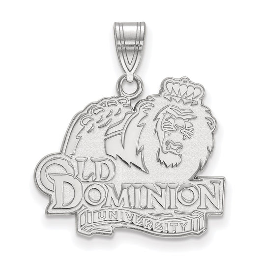 Sterling Silver Rhodium Plated Logoart Old Dominion University Large Pendant