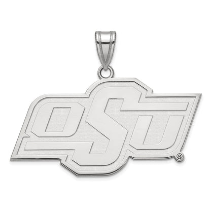 Sterling Silver Rhodium Plated Logoart Oklahoma State University O S U Large Pendant