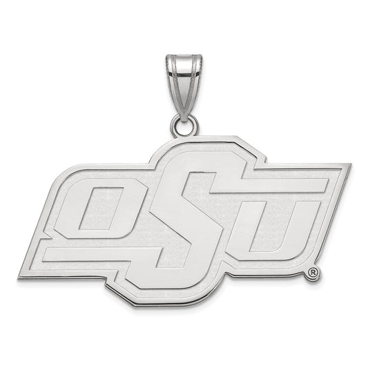 Sterling Silver Rhodium Plated Logoart Oklahoma State University O S U Large Pendant