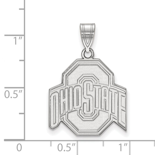 Sterling Silver Rhodium Plated Logoart The Ohio State University Large Pendant