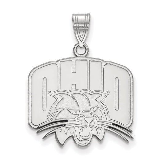 Sterling Silver Rhodium Plated Logoart Ohio University Large Pendant