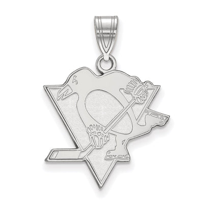 Sterling Silver Rhodium Plated Nhl Logoart Pittsburgh Penguins Large Pendant