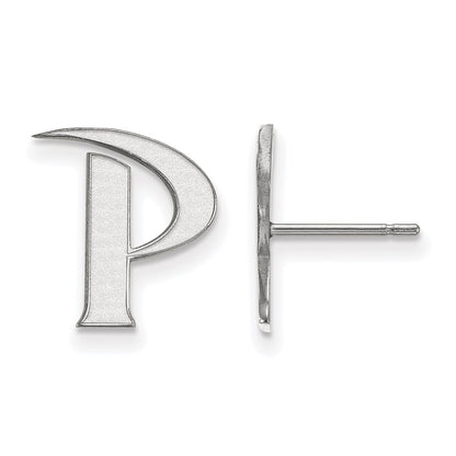 Sterling Silver Rhodium Plated Logoart Pepperdine University Letter P Small Post Earrings