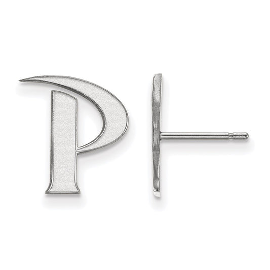 14K White Gold Logoart Pepperdine University Letter P Small Post Earrings