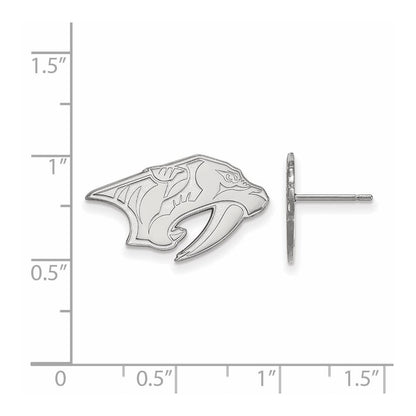 Sterling Silver Rhodium Plated Nhl Logoart Nashville Predators Small Post Earrings