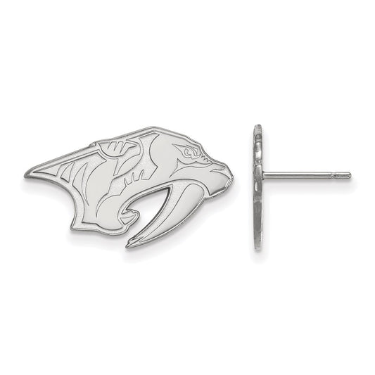 Sterling Silver Rhodium Plated Nhl Logoart Nashville Predators Small Post Earrings