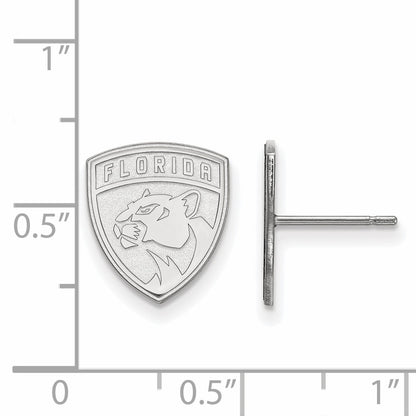 Sterling Silver Rhodium Plated Nhl Logoart Florida Panthers Small Post Earrings