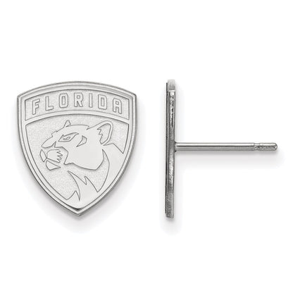 Sterling Silver Rhodium Plated Nhl Logoart Florida Panthers Small Post Earrings