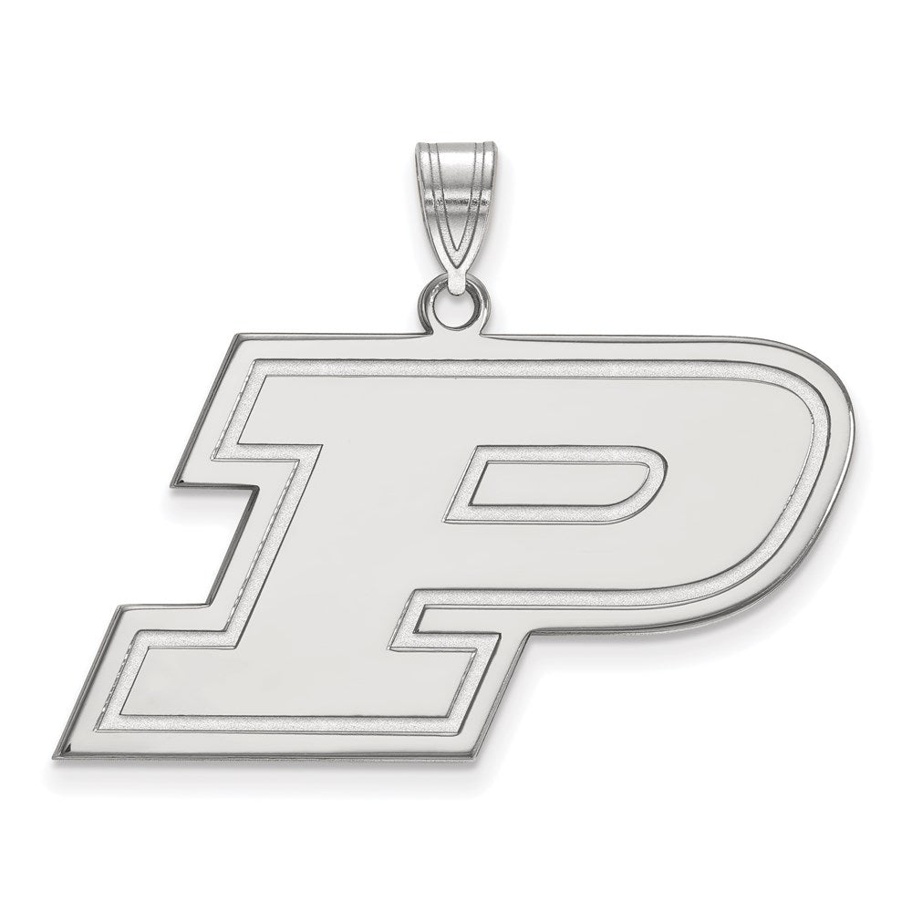 10K White Gold Logoart Purdue University Letter P Large Pendant