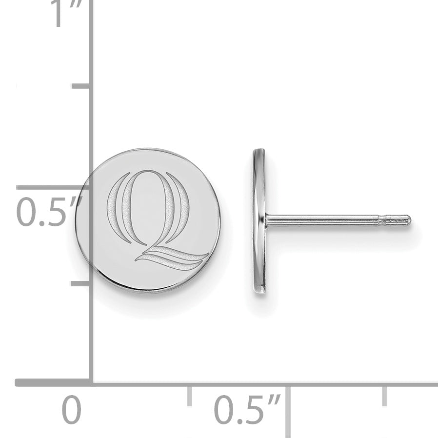 Sterling Silver Rhodium Plated Logoart Quinnipiac University Letter Q Extra Small Post Earrings