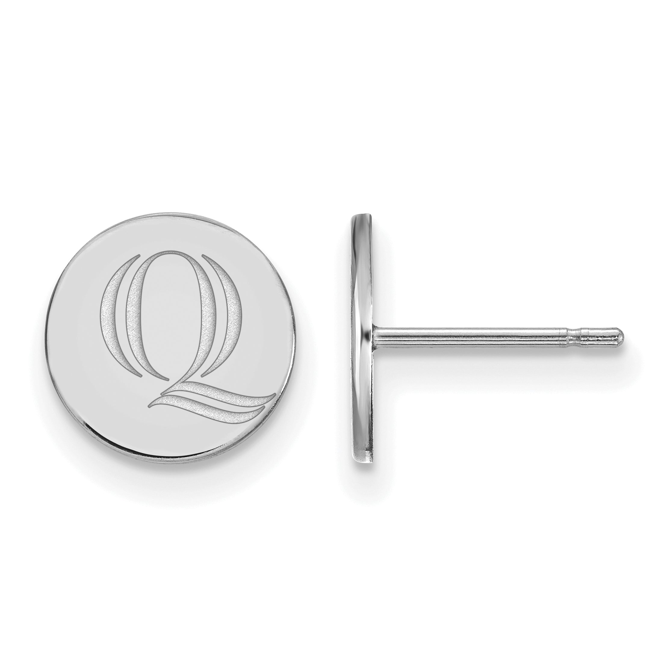 Sterling Silver Rhodium Plated Logoart Quinnipiac University Letter Q Extra Small Post Earrings