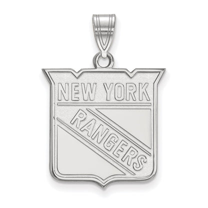 10K White Gold Nhl Logoart New York Rangers Large Pendant