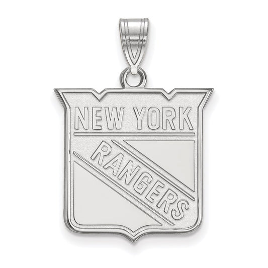 10K White Gold Nhl Logoart New York Rangers Large Pendant