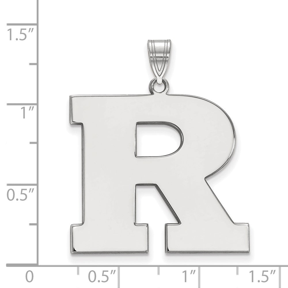 Sterling Silver Rhodium Plated Logoart Rutgers University Letter R Extra Large Pendant