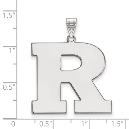 14K White Gold Logoart Rutgers University Letter R Extra Large Pendant