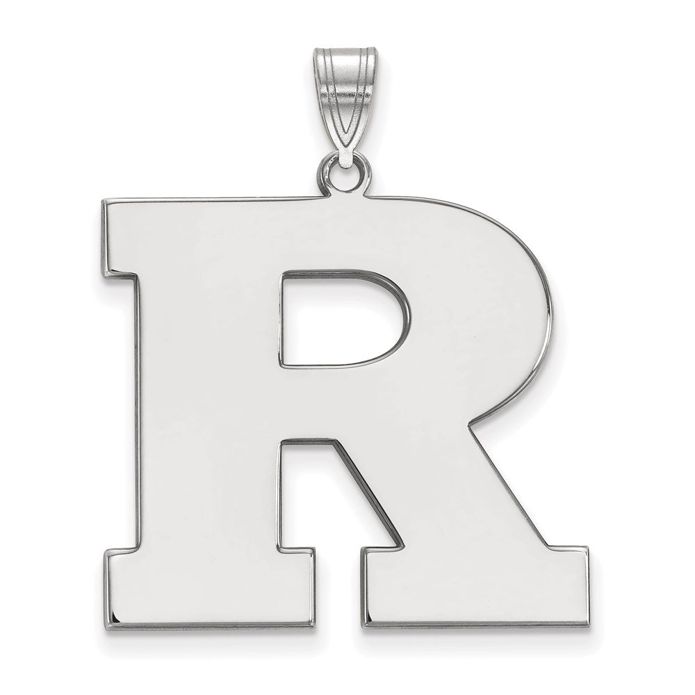 Sterling Silver Rhodium Plated Logoart Rutgers University Letter R Extra Large Pendant
