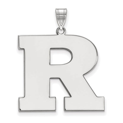 Sterling Silver Rhodium Plated Logoart Rutgers University Letter R Extra Large Pendant