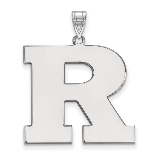 Sterling Silver Rhodium Plated Logoart Rutgers University Letter R Extra Large Pendant
