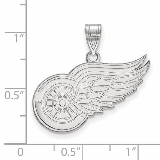 Sterling Silver Rhodium Plated Nhl Logoart Detroit Red Wings Large Pendant