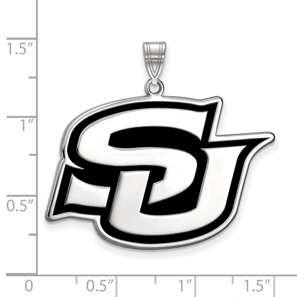 Sterling Silver Rhodium Plated Logoart Southern University Jaguars Extra Large Enameled Pendant