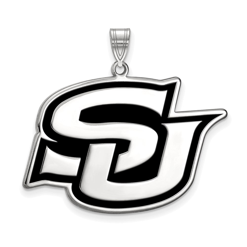 Sterling Silver Rhodium Plated Logoart Southern University Jaguars Extra Large Enameled Pendant