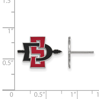 10K White Gold Logoart San Diego State University Small Enameled Post Earrings