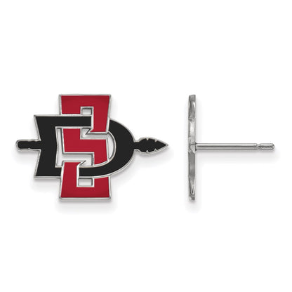 10K White Gold Logoart San Diego State University Small Enameled Post Earrings