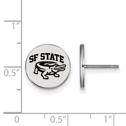 Sterling Silver Rhodium Plated Logoart San Francisco State University Small Enameled Disc Post Earrings