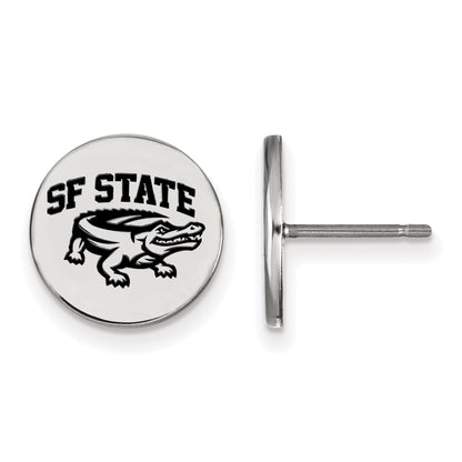 Sterling Silver Rhodium Plated Logoart San Francisco State University Small Enameled Disc Post Earrings