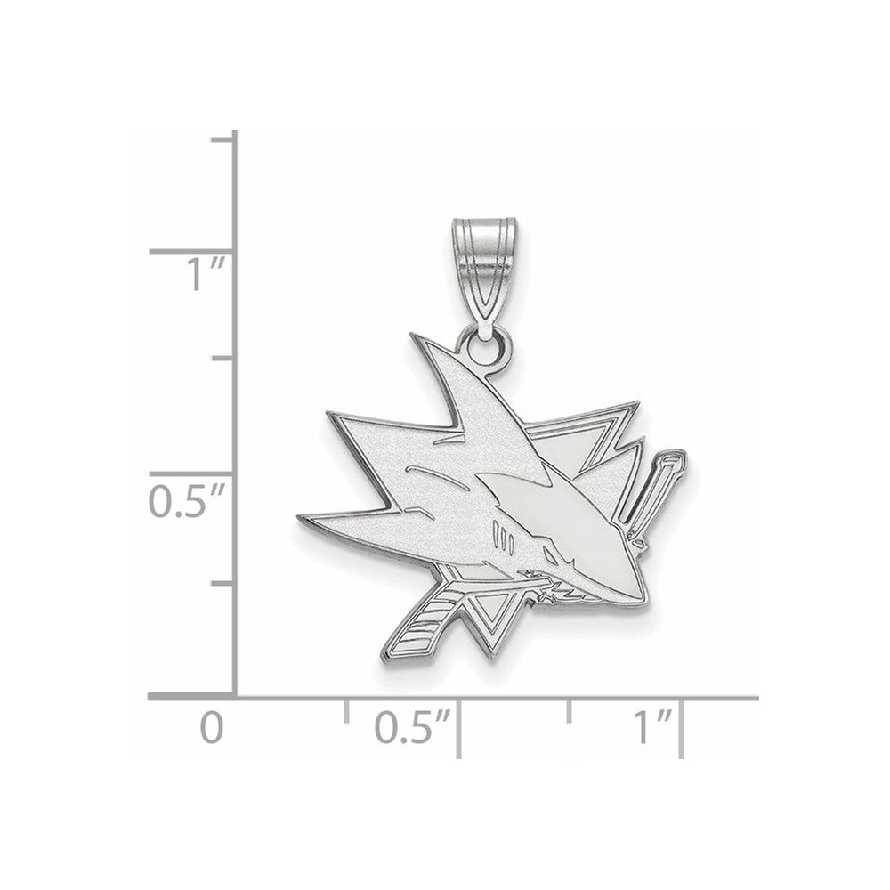 Sterling Silver Rhodium Plated Nhl Logoart San Jose Sharks Large Pendant