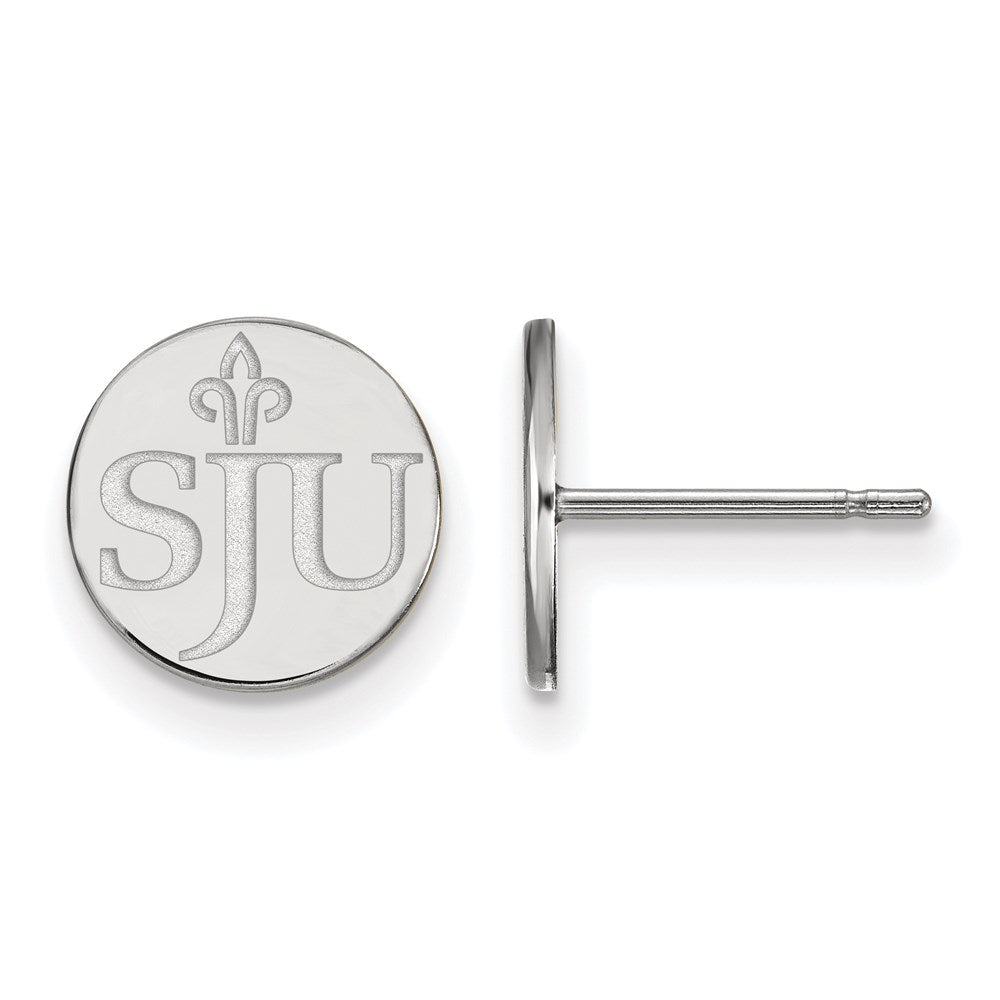 Sterling Silver Rhodium Plated Logoart Saint Joseph'S University S J U Extra Small Post Earrings