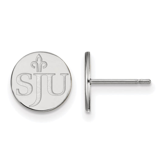 Sterling Silver Rhodium Plated Logoart Saint Joseph'S University S J U Extra Small Post Earrings