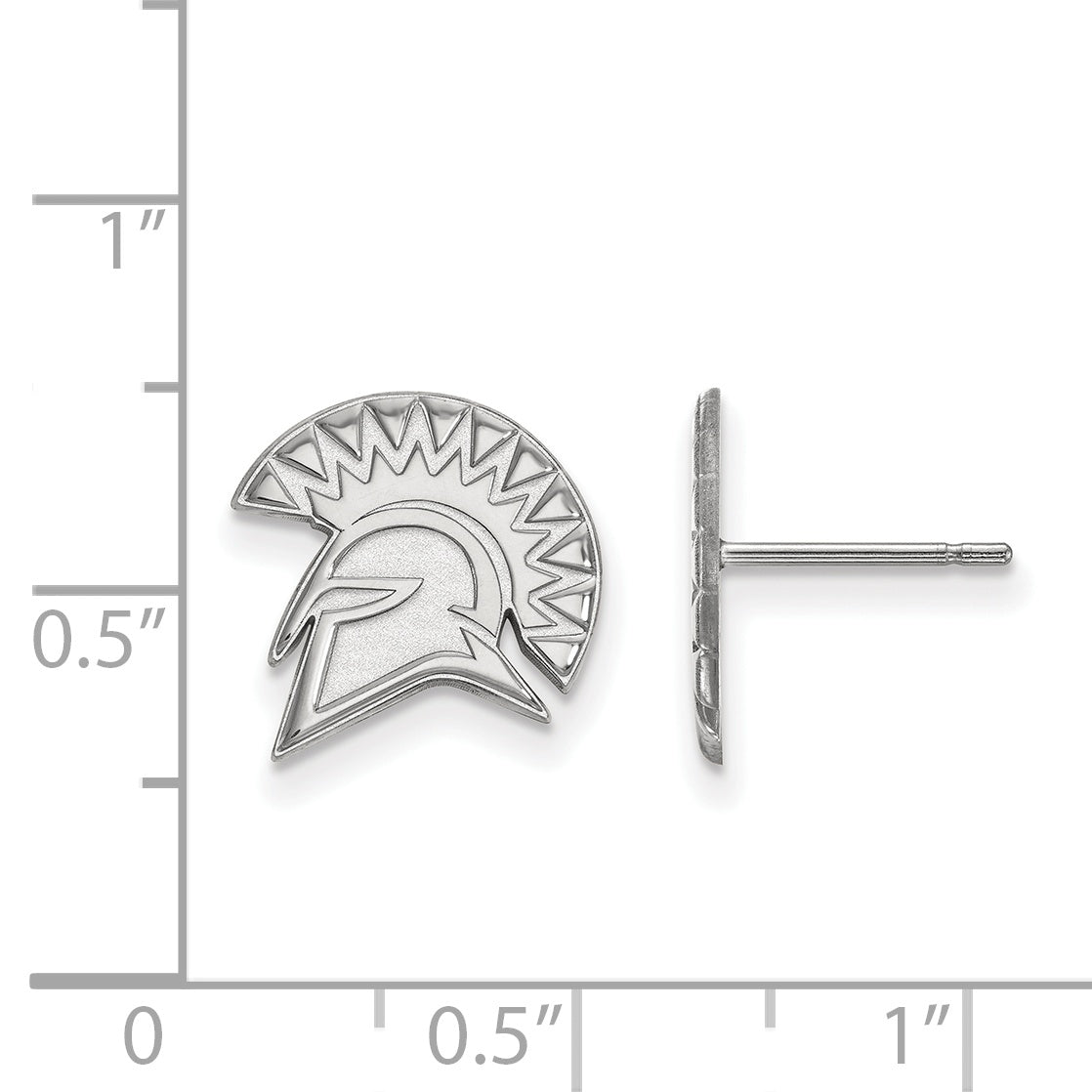 Sterling Silver Rhodium Plated Logoart San Jose State University Spartan Small Post Earrings