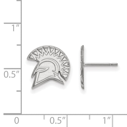 Sterling Silver Rhodium Plated Logoart San Jose State University Spartan Small Post Earrings