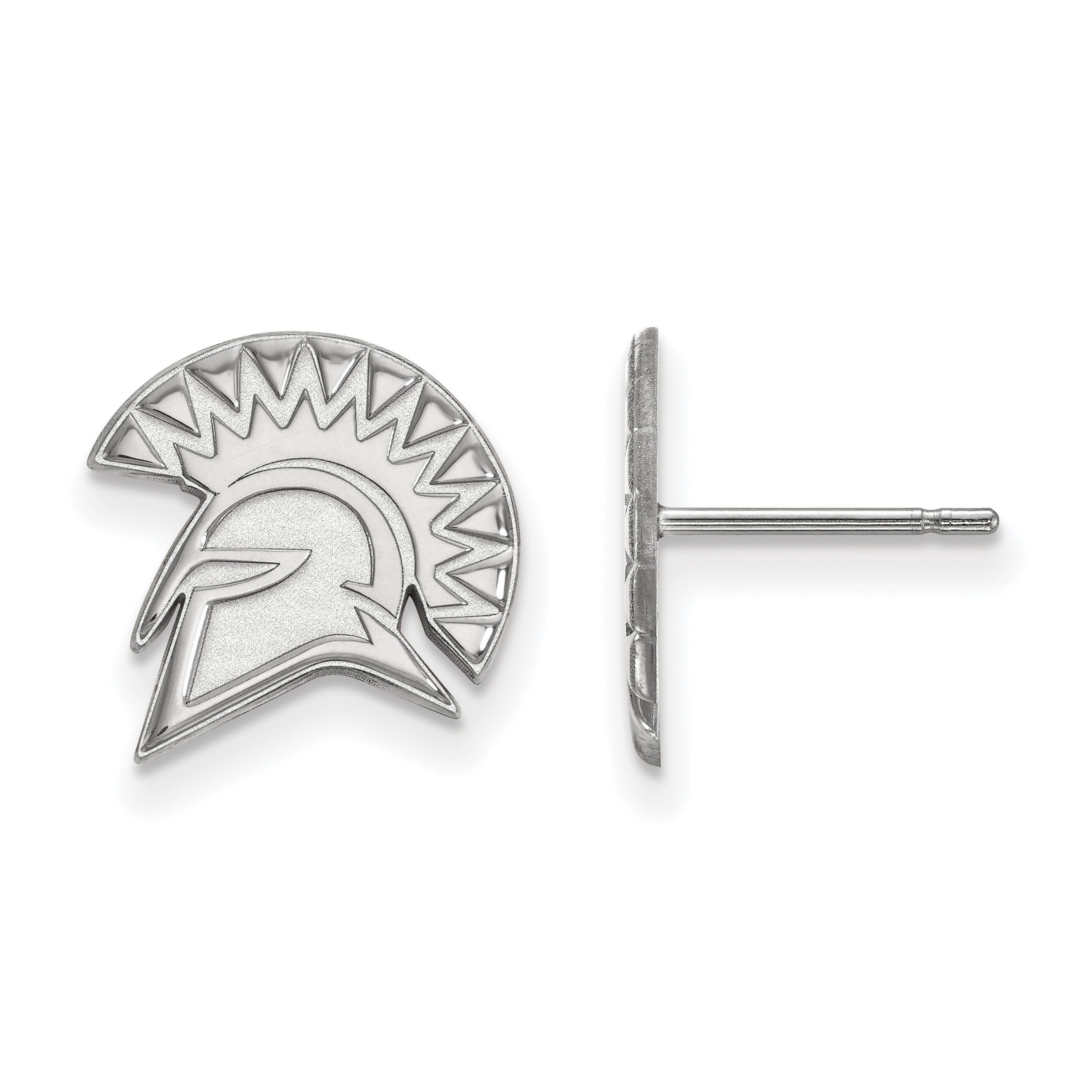 Sterling Silver Rhodium Plated Logoart San Jose State University Spartan Small Post Earrings