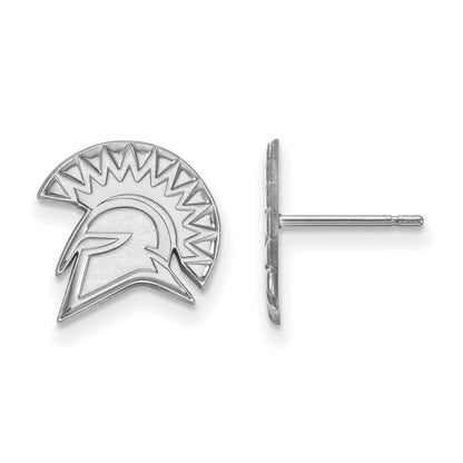 Sterling Silver Rhodium Plated Logoart San Jose State University Spartan Small Post Earrings