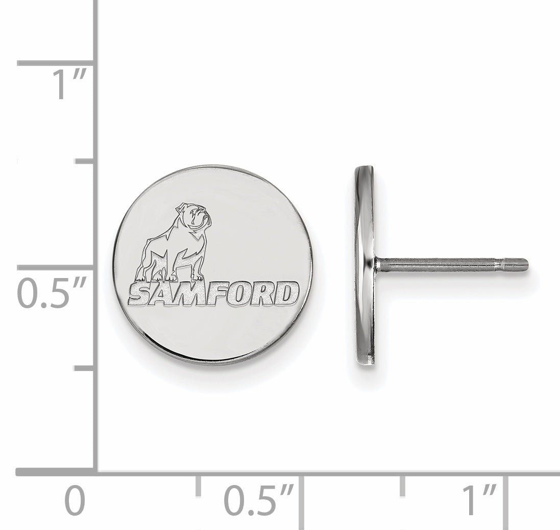 Sterling Silver Rhodium Plated Logoart Samford University Small Post Earrings