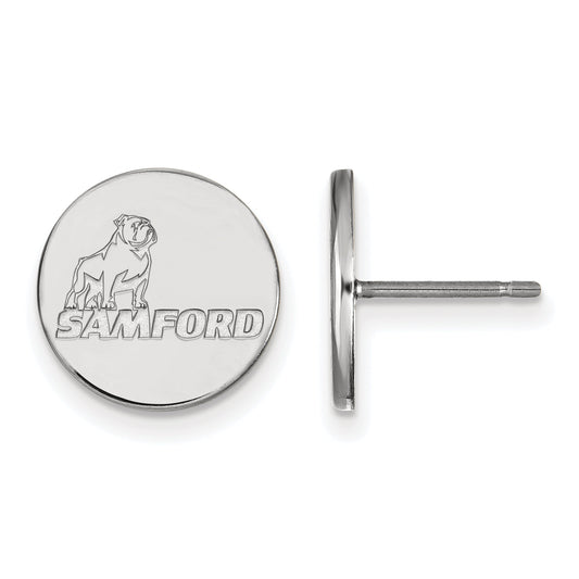 Sterling Silver Rhodium Plated Logoart Samford University Small Post Earrings