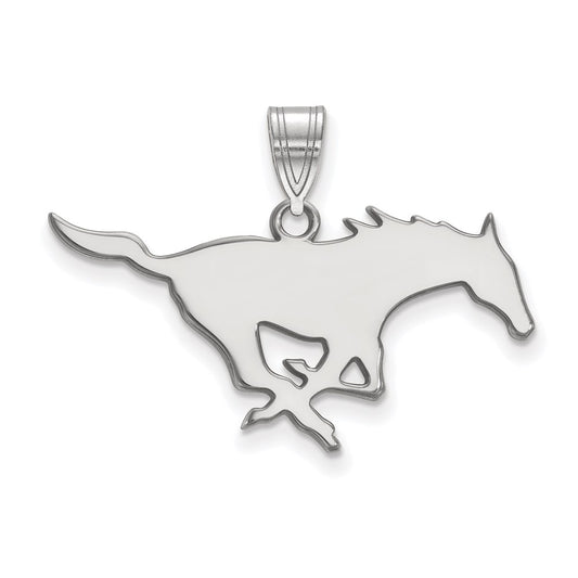 10K White Gold Logoart Southern Methodist University Mustang Large Pendant