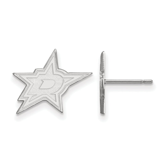 Sterling Silver Rhodium Plated Nhl Logoart Dallas Stars Small Post Earrings