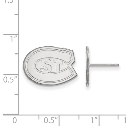 Sterling Silver Rhodium Plated Logoart St. Cloud State University Small Post Earrings