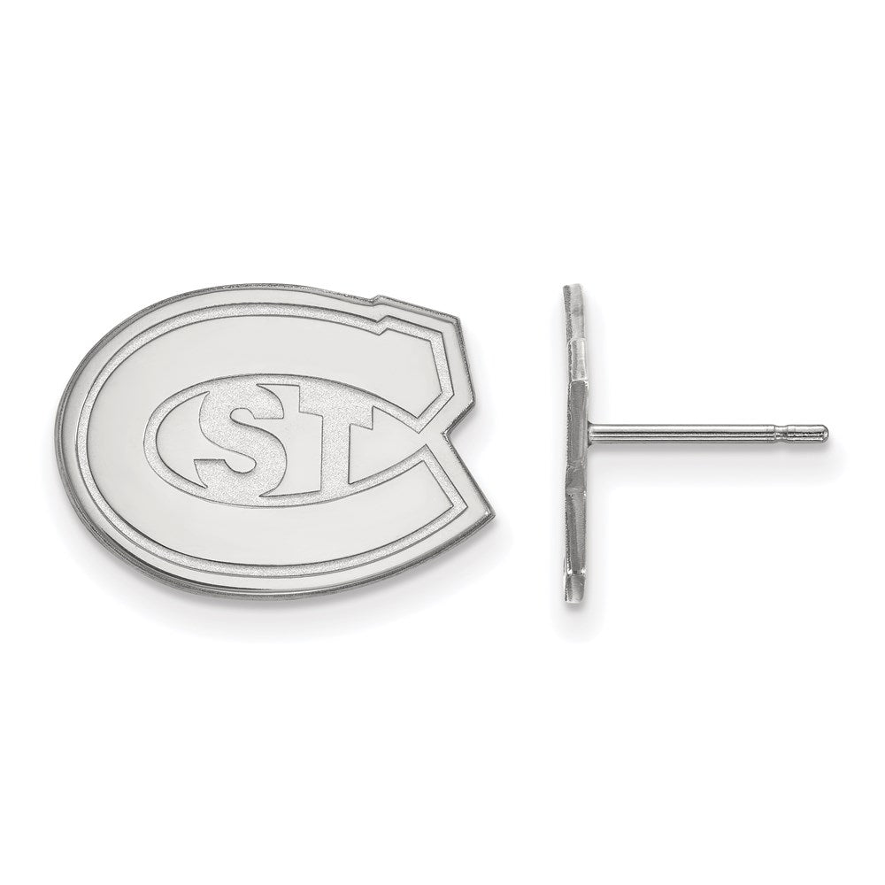 Sterling Silver Rhodium Plated Logoart St. Cloud State University Small Post Earrings