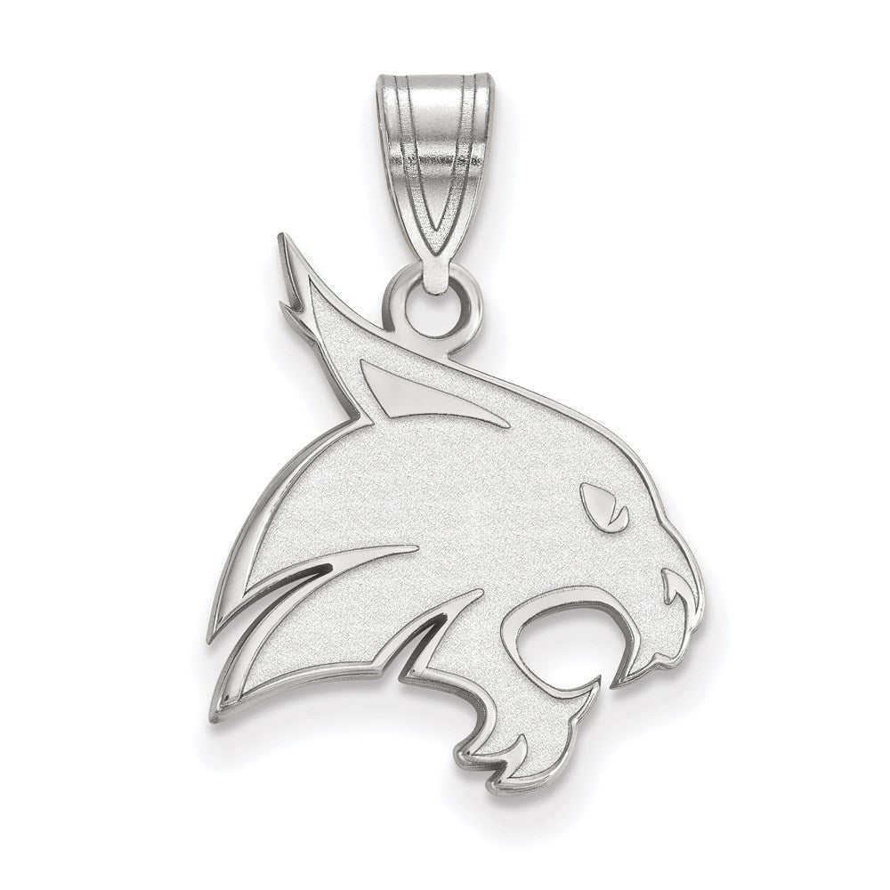 14K White Gold Logoart Texas State University Bobcat Large Pendant