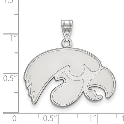 Sterling Silver Rhodium Plated Logoart University Of Iowa Hawk Large Pendant