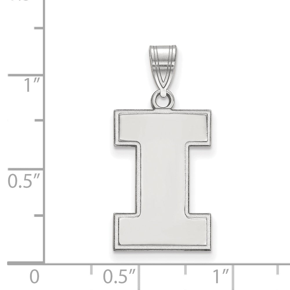 10K White Gold Logoart University Of Illinois Letter I Large Pendant