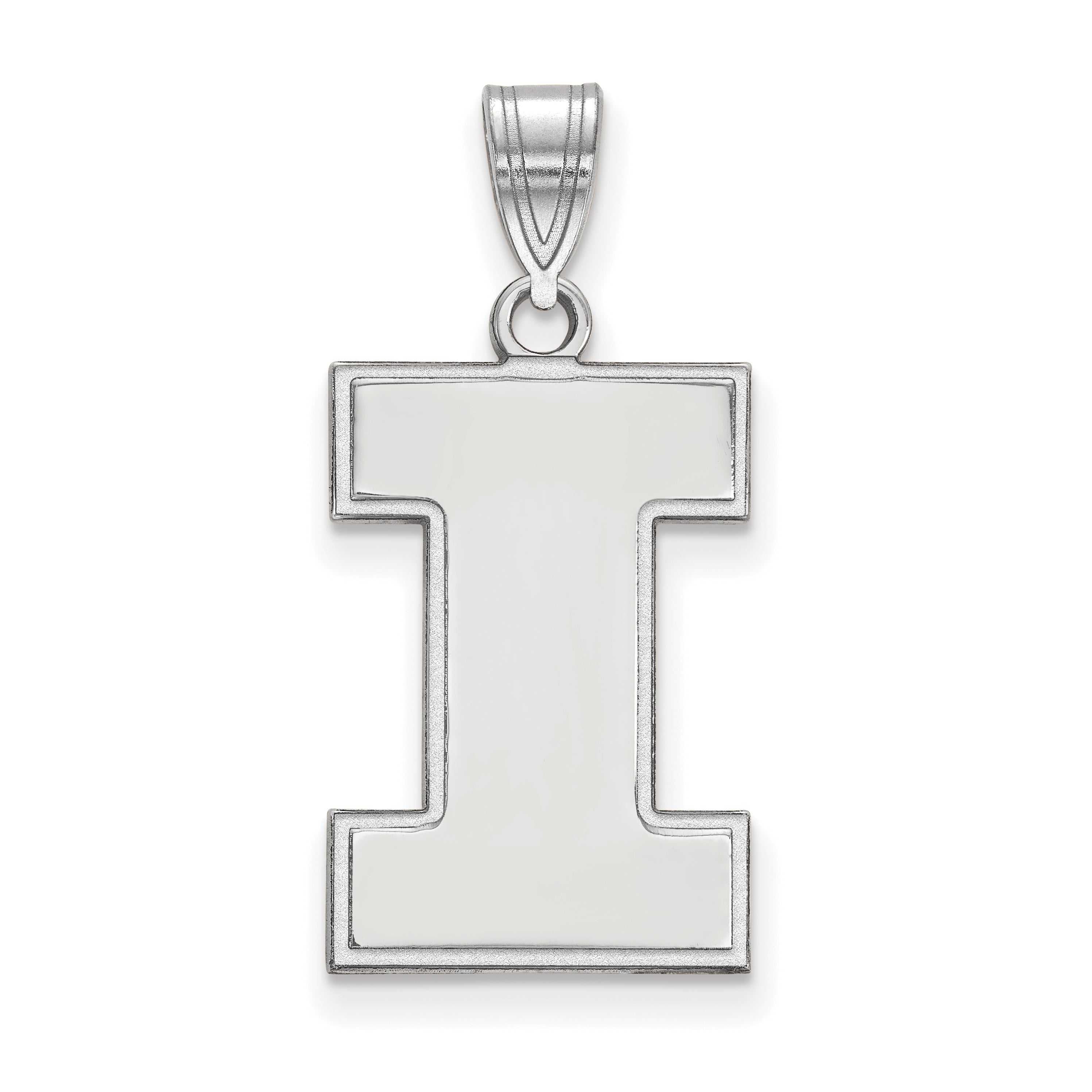 Sterling Silver Rhodium Plated Logoart University Of Illinois Letter I Large Pendant