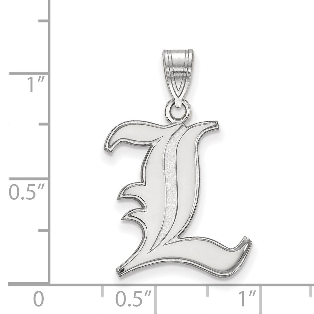 10K White Gold Logoart University Of Louisville Letter L Large Pendant