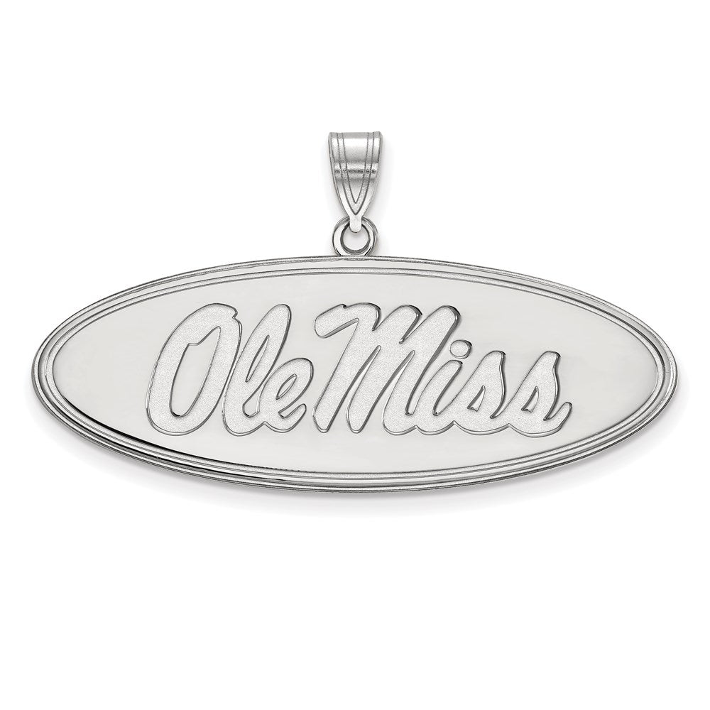10K White Gold Logoart University Of Mississippi Ole Miss Large Oval Pendant