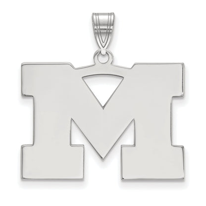 Sterling Silver Rhodium Plated Logoart University Of Michigan Letter M Large Pendant