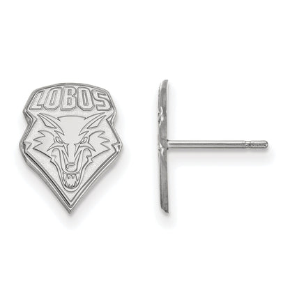 Sterling Silver Rhodium Plated Logoart University Of New Mexico Lobos Small Post Earrings